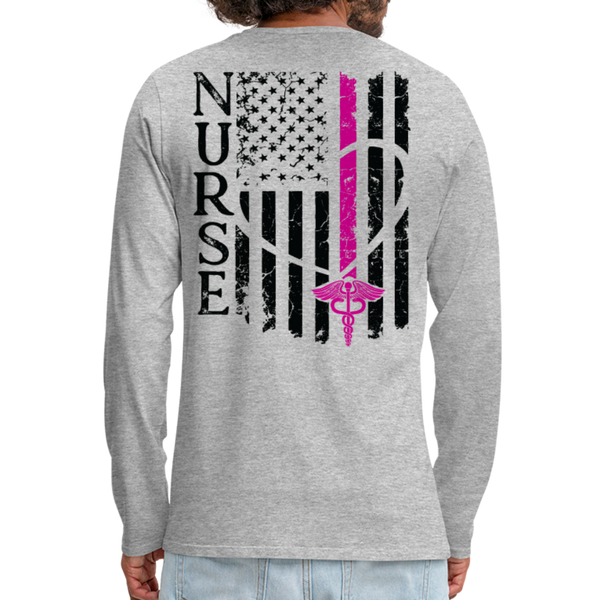 Nurse Flag Men's Premium Long Sleeve T-Shirt (CK1674) Updated+ - heather gray
