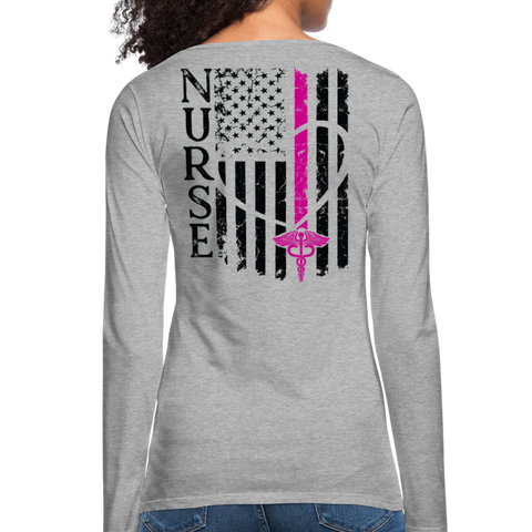Nurse Flag Women's Premium Long Sleeve T-Shirt (CK1670) Updated+ - heather gray