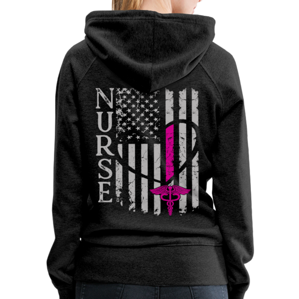Nurse Flag Women’s Premium Hoodie (CK1806) - charcoal gray