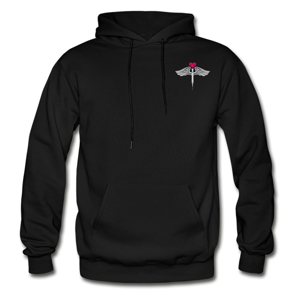 Custom Nurse Flag Pullover Hoodie Gildan Heavy Blend Adult Hoodie (CK1933 Blank) - black