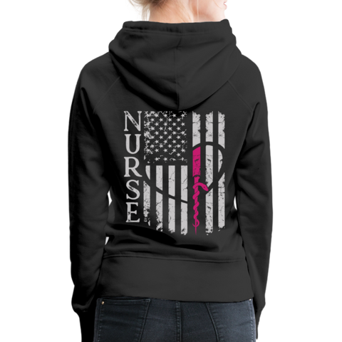 Nurse Flag rod of Asclepius Women’s Premium Hoodie - black