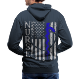 Nurse Flag Rod of Asclepius Men’s Premium Hoodie - navy