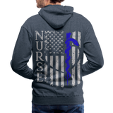 Nurse Flag Rod of Asclepius Men’s Premium Hoodie - heather denim