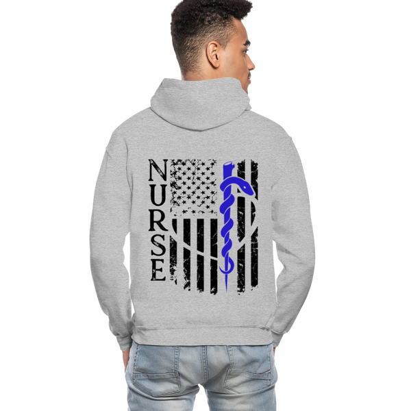 Nurse Flag Rod of Asclepius Gildan Heavy Blend Adult Hoodie - heather gray