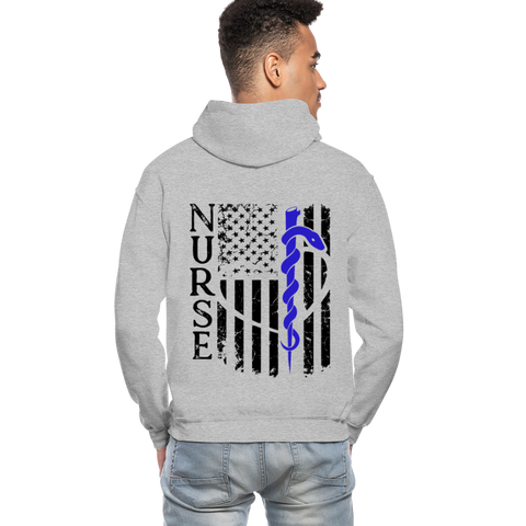 Nurse Flag Rod of Asclepius Gildan Heavy Blend Adult Hoodie - heather gray