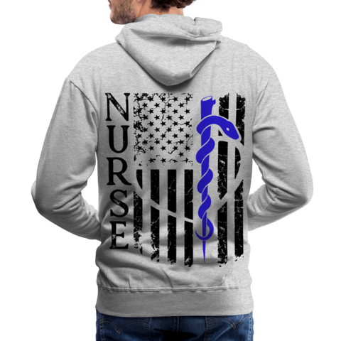 Nurse Flag Rod of Asclepius Men’s Premium Hoodie - heather gray
