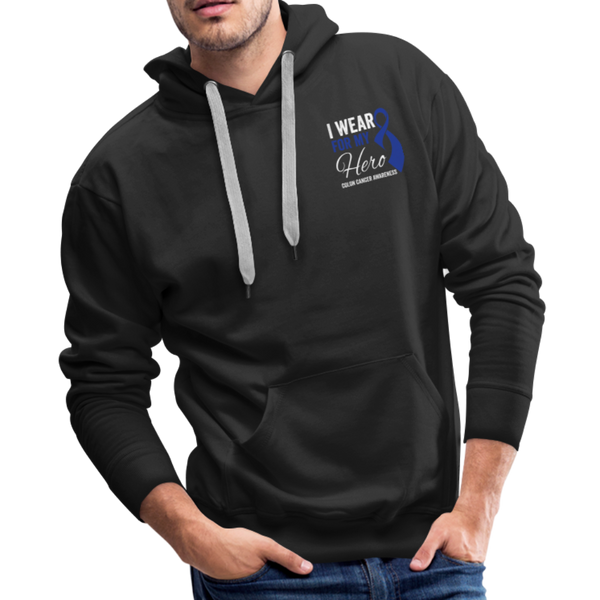 I Wear Blue for my Hero Color Cancer Awareness Men’s Premium Hoodie - black