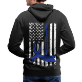 I Wear Blue for my Hero Color Cancer Awareness Men’s Premium Hoodie - black