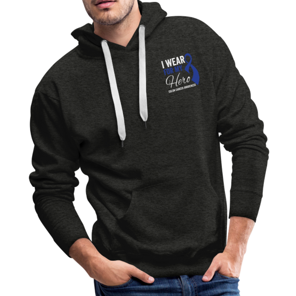 I Wear Blue for my Hero Color Cancer Awareness Men’s Premium Hoodie - charcoal gray