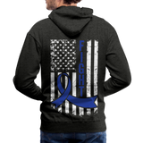 I Wear Blue for my Hero Color Cancer Awareness Men’s Premium Hoodie - charcoal gray