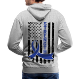 Colon Cancer Strength Flag Men’s Premium Hoodie - heather gray