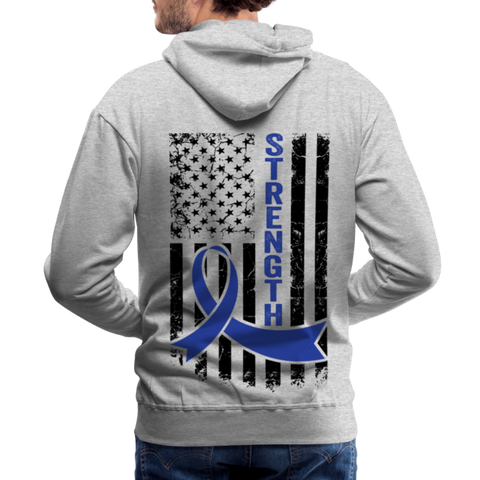 Colon Cancer Strength Flag Men’s Premium Hoodie - heather gray