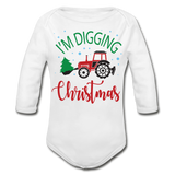 I'm Digging Christmas Organic Long Sleeve Baby Bodysuit - white