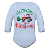 I'm Digging Christmas Organic Long Sleeve Baby Bodysuit - sky