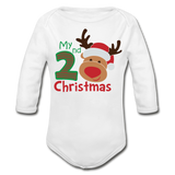My Second Christmas Organic Long Sleeve Baby Bodysuit - white
