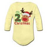 My Second Christmas Organic Long Sleeve Baby Bodysuit - washed yellow