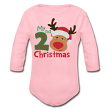 My Second Christmas Organic Long Sleeve Baby Bodysuit - light pink