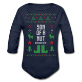 Son of a nut cracker Organic Long Sleeve Baby Bodysuit - dark navy