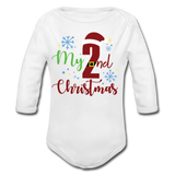My Second Christmas Organic Long Sleeve Baby Bodysuit - white