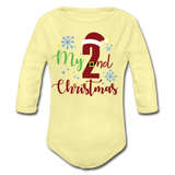 My Second Christmas Organic Long Sleeve Baby Bodysuit - washed yellow