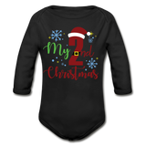 My Second Christmas Organic Long Sleeve Baby Bodysuit - black