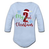 My Second Christmas Organic Long Sleeve Baby Bodysuit - sky
