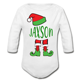 Jaxson Elf Organic Long Sleeve Baby Bodysuit - white