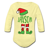 Jaxson Elf Organic Long Sleeve Baby Bodysuit - washed yellow
