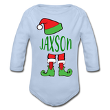 Jaxson Elf Organic Long Sleeve Baby Bodysuit - sky