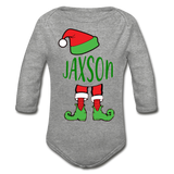 Jaxson Elf Organic Long Sleeve Baby Bodysuit - heather gray
