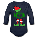 Jaxson Elf Organic Long Sleeve Baby Bodysuit - dark navy