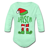 Jaxson Elf Organic Long Sleeve Baby Bodysuit - light mint