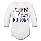 I'm Having a Meltdown Organic Long Sleeve Baby Bodysuit - white