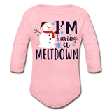 I'm Having a Meltdown Organic Long Sleeve Baby Bodysuit - light pink