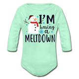 I'm Having a Meltdown Organic Long Sleeve Baby Bodysuit - light mint
