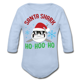 Santa Shark Organic Long Sleeve Baby Bodysuit - sky