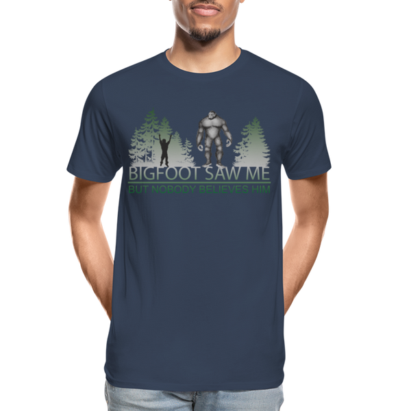 Bigfoot Saw Me Men’s Premium Organic T-Shirt (CK1657) - navy