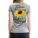 Sister Amazing Angel Sunflower Women’s Premium T-Shirt - heather gray
