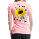 Sister Amazing Angel Sunflower Women’s Premium T-Shirt - pink