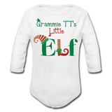 Grammie TT's Little Elf Organic Long Sleeve Baby Bodysuit - white