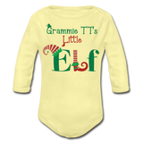 Grammie TT's Little Elf Organic Long Sleeve Baby Bodysuit - washed yellow