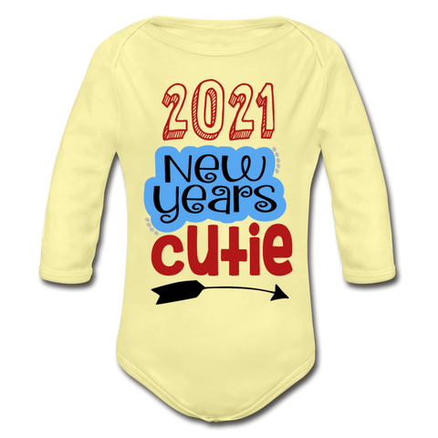 Organic Long Sleeve Baby Bodysuit - washed yellow