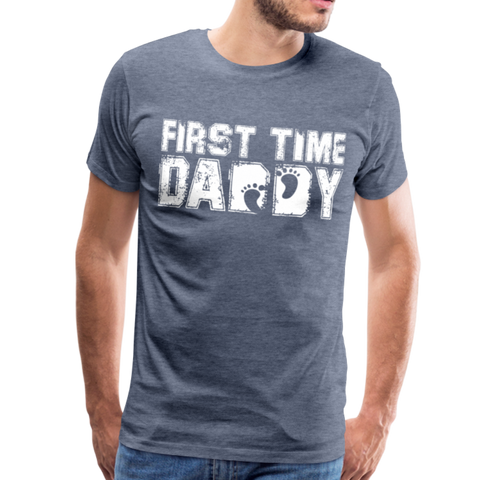 First Time Daddy Men's Premium T-Shirt (CK3590) - heather blue