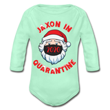 Jaxon in Quarantine Organic Long Sleeve Baby Bodysuit - light mint