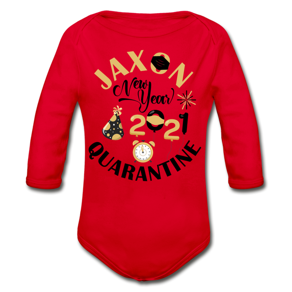 Jaxon New Year Organic Long Sleeve Baby Bodysuit - red