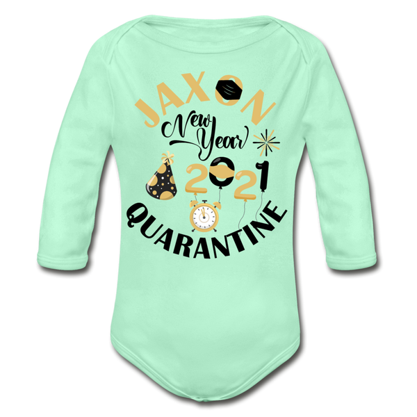 Jaxon New Year Organic Long Sleeve Baby Bodysuit - light mint