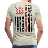 Husband Father Firefighter Hero Men's Premium T-Shirt (CK3615) - heather oatmeal