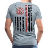 Husband Father Firefighter Hero Men's Premium T-Shirt (CK3615) - heather ice blue