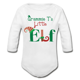 Grammie T's Little Elf Organic Long Sleeve Baby Bodysuit - white