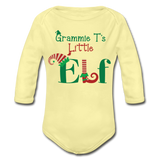 Grammie T's Little Elf Organic Long Sleeve Baby Bodysuit - washed yellow